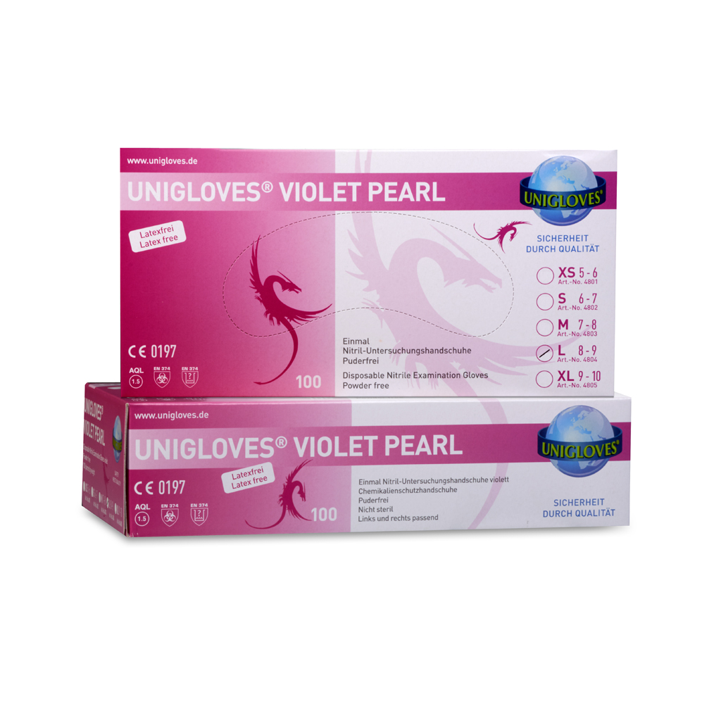 Nitril Handschuhe p´frei VIOLET PEARL 100 Stk. - Frank Kosmetik Nitril Handschuhe p´frei VIOLET PEARL 100 Stk. - Frank Kosmetik