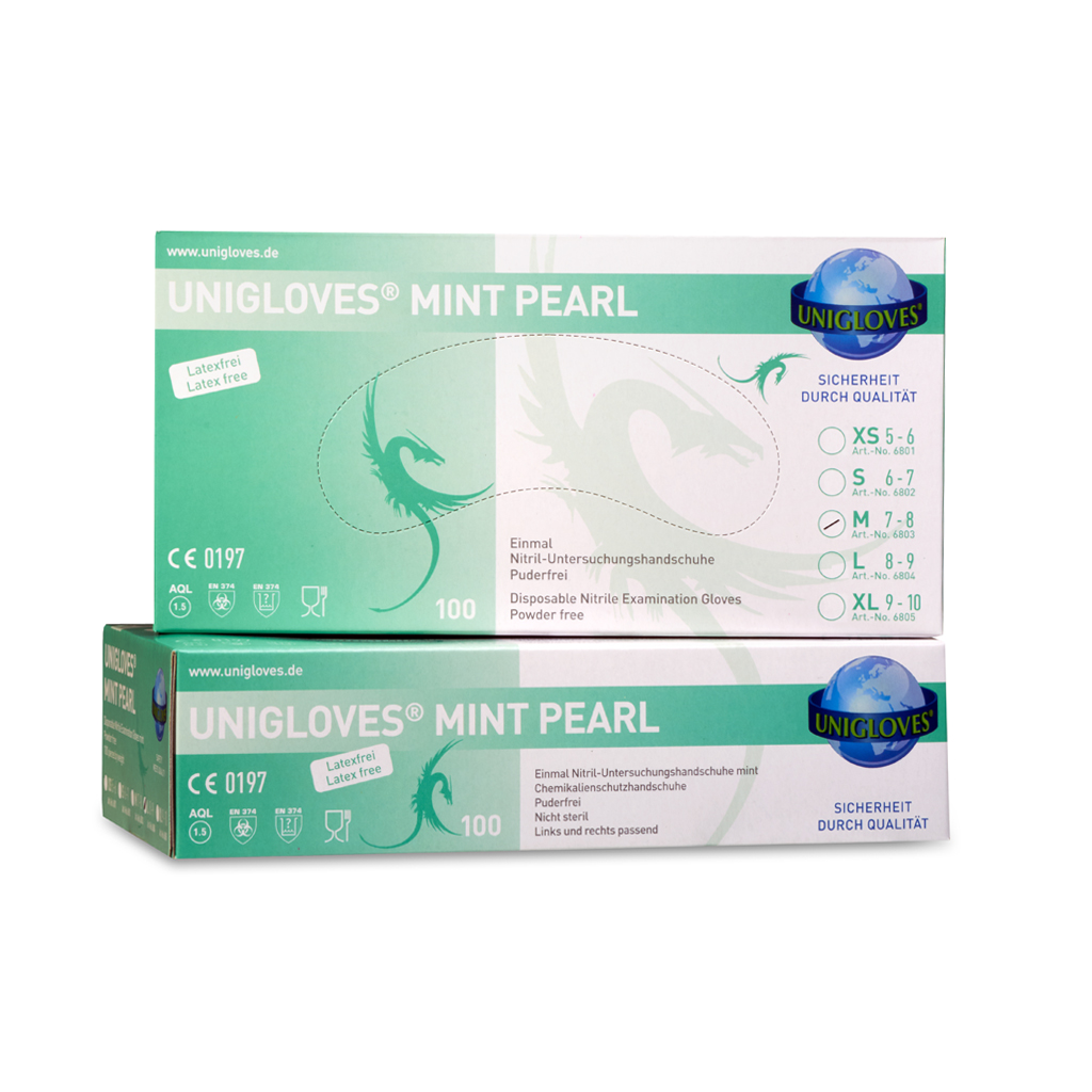 U-Handschuhe Nitril Pearl, extragroß, MINT, latex- u. puderfrei, 100 Stück